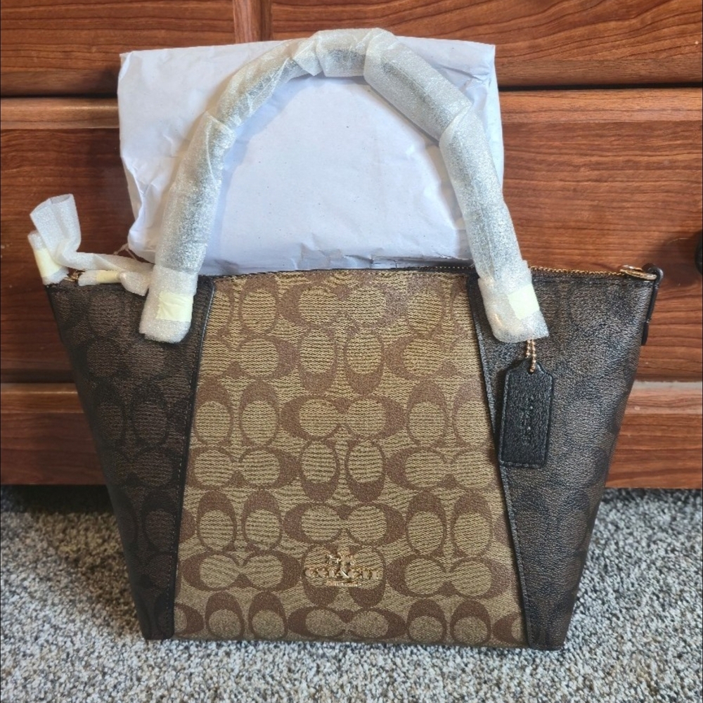 Coach Kacey Brown and Tan Signature Tote